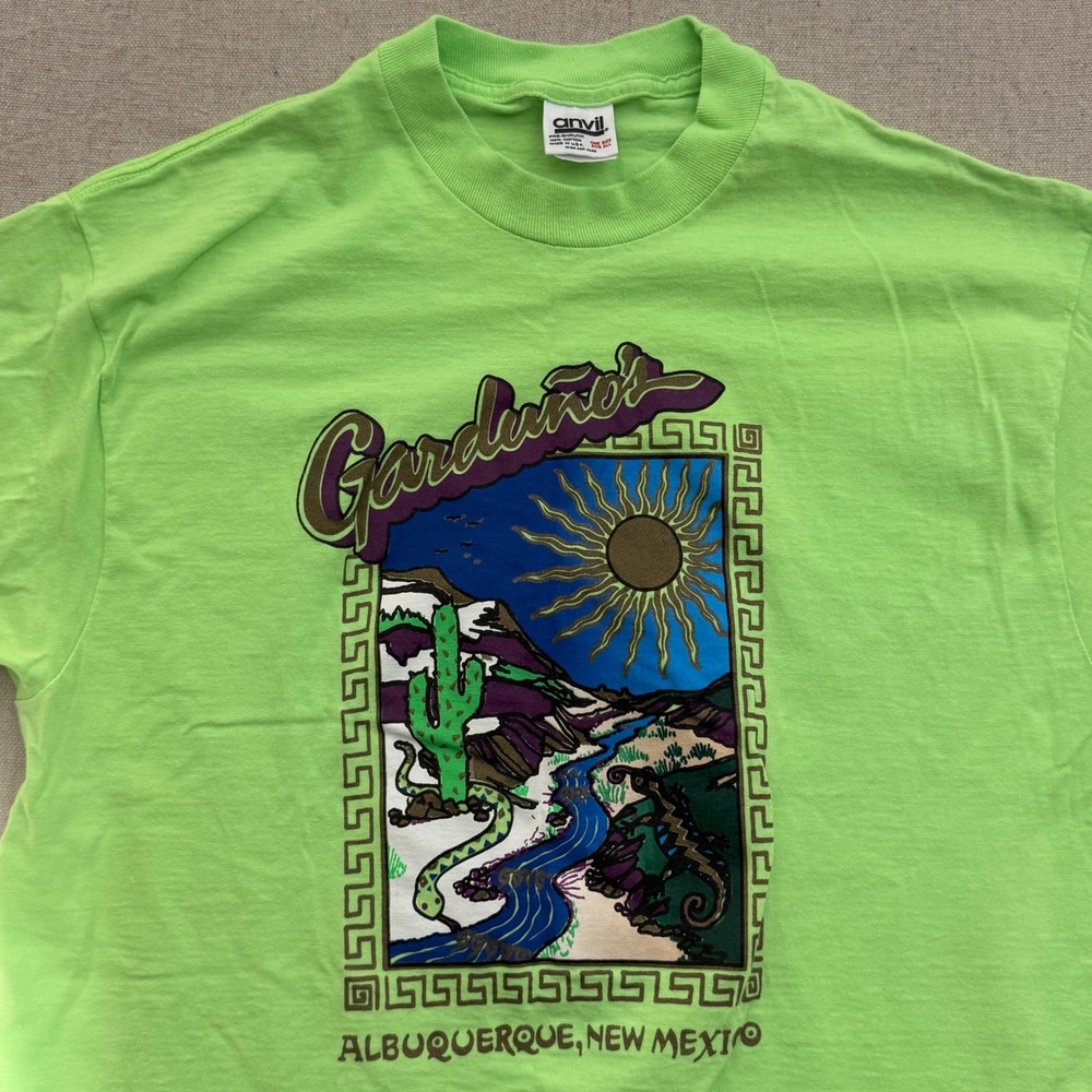 Vintage Anvil Gardunos Albuquerque NM T-Shirt Neon Green One Size Fits All